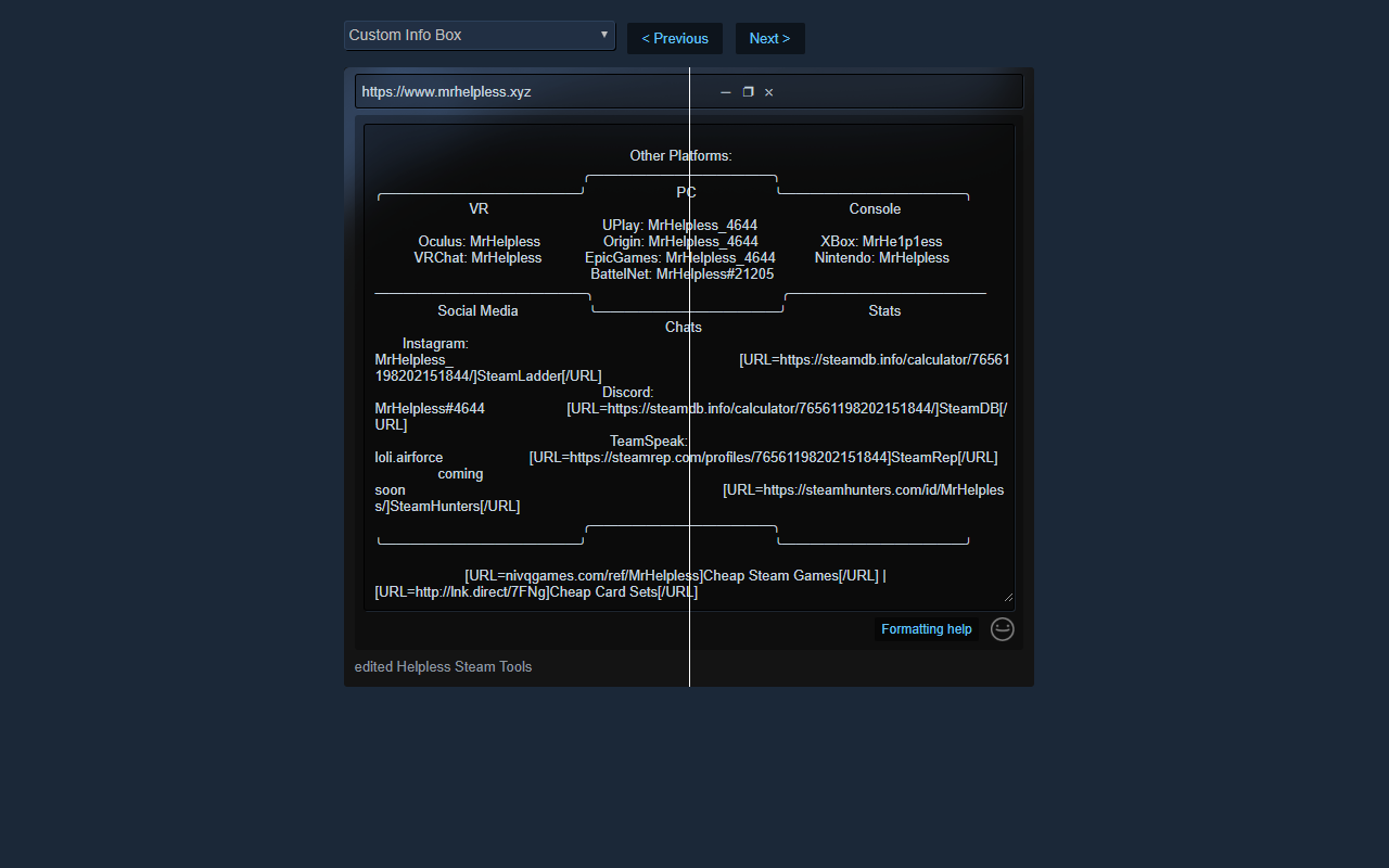 Helpless Steam Tool screen 2